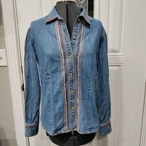 North River Outfitters women's denim button down shirt size Small